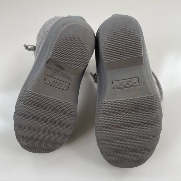 Sperry Top-Sider Kids Glitter Grey Gray Silver Saltwater Duck Boots Size 10 - Picture 8 of 8
